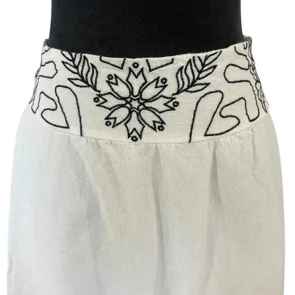 Free People Lotus White and Black Embroidered Long Skirt,Large - Picture 9 of 10